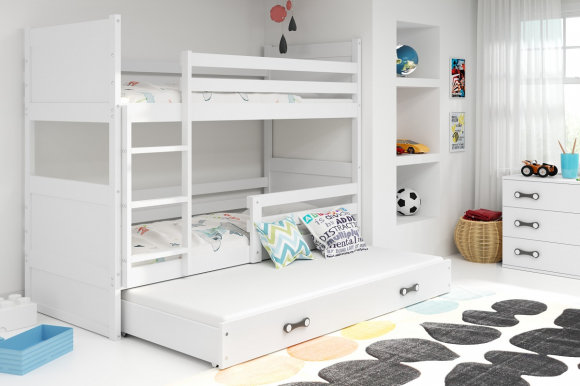 Riko III 160x80 Bunk bed with three mattresses White