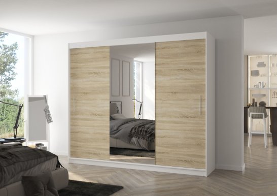 Denis Ds06 250 White/sonoma Wardrobe with sliding doors