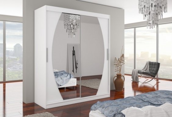 Baltimore Bal01 180 White mat Wardrobe with sliding doors