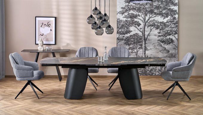 28022 Ausziehtisch,schwarzer Marmor/schwarz