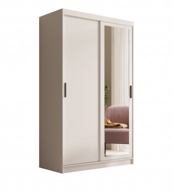 SW-HAI 120 cm W Skapis ar bīdāmām durvīm un spoguli,Balts matēts