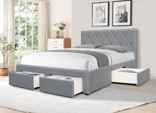 27968,140 Bed with 4 drawers (Grey)