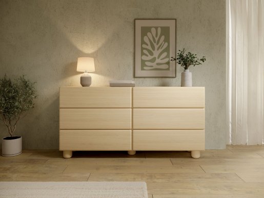 Style-Japandi D Kumode ar 6 atvilktnēm un noapaļotām fasādēm