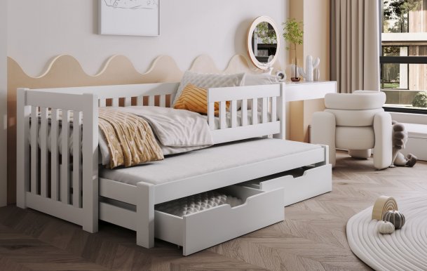 FILIP II Bērnu gulta ar diviem matračiem Balts