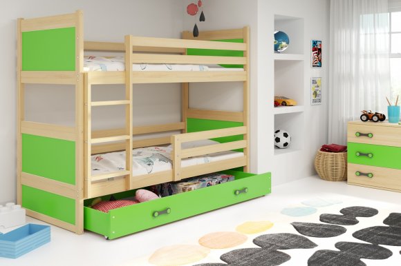 Riko II 160x80 Bunk bed with two mattresses Pine/Green