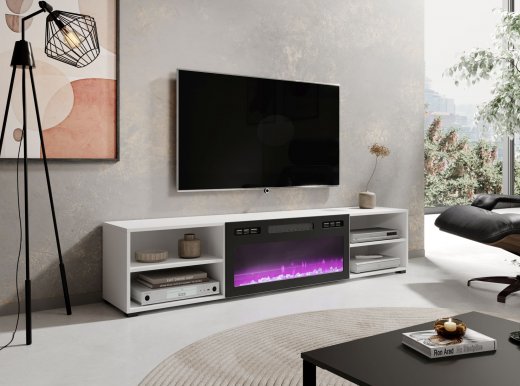 POLO 180 EF RTV white + kamin black TV cabinet