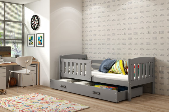 Cubus 1 Bērnu gulta ar matraci 160x80 grafīts/grafīts