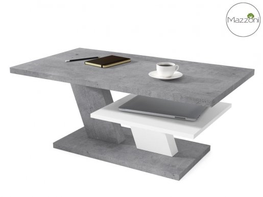 CLIFF law Журнальный столик с полкой,бетон/матовый белый
