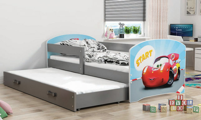 Luki 2 Twin bed with mattress 160x80 graphite