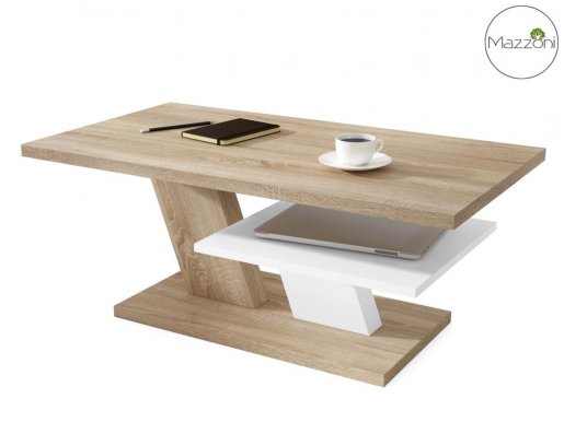 CLIFF law Журнальный столик с полкой,дуб сонома/матовый белый 