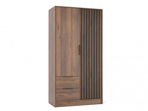NELLY 2D Kleiderschrank (Nuss/schwarze Lamelle)