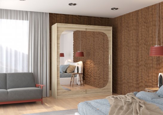 SW-ARI S-180 Sliding wardrobe with mirror,Sonoma