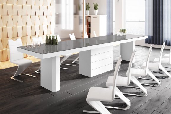 Kolos 160-412 Table (White/Top grey gloss)