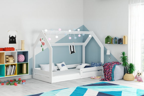 House- 1 Bērnu gulta ar matraci 160x80 balts