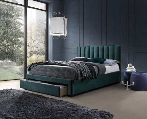 28040, 140x200 Divguļamā gulta ar 3 atvilktnēm,Velvet tumši zaļš
