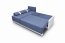 Koniglich Universal L/P Сorner sofa (Blue fabric Cairo 31+ White eco leather Soft Karo 17)