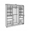 SW-KER-200 cm-SS Schwebetürenschrank mit Spiegel,Sonoma/Silber