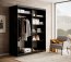 SW-DEL B 160 cm Schwebetürenschrank mit Spiegel,Schwarz matt,Eiche Artisan
