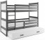 Riko III 190x90 Двухъярусная кровать с тремя матрасами Графит