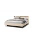 TREND TS-03 (180x200) Двуспальная кровать с ящиком для белья и освещением,Бежевый песочный/чёрный