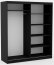 SW-DEL-B 180 cm Schwebetürenschrank mit Spiegel,Schwarz matt,Eiche Artisan