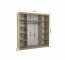 SW-SAN- BA 200 cm Schwebetürenschrank mit Spiegel,Schwarz matt,Eiche Artisan