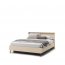 TREND TS-03 (140x200) Двуспальная кровать с ящиком для белья и освещением,Бежевый песочный/чёрный 
