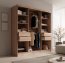 SW-KER-200 cm-SS Schwebetürenschrank mit Spiegel,Sonoma/Silber