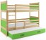 Riko III 160x80 Bunk bed with three mattresses Pine/Green