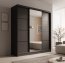 SW-KER-200 cm-BB Schwebetürenschrank mit Spiegel,Schwarz/Schwarz