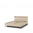 TREND TS-03 (140x200) Двуспальная кровать с ящиком для белья и освещением,Бежевый песочный/чёрный 