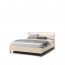 TREND TS-03 (140x200) Двуспальная кровать с ящиком для белья и освещением,Бежевый песочный/чёрный 