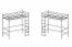 Loft-A Детская и молодежная односпальная высокая кровать с матрасом 200x90,Графит