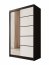 SW-CAS-120 cm - BW Schwebetürenschrank mit Spiegel,Schwarz matt/Weiß matt