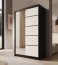 SW-CAS-120 cm - BW Schwebetürenschrank mit Spiegel,Schwarz matt/Weiß matt
