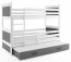 Riko III 200x90 Divstāvu gulta ar trīs matračiem Balts