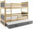 Riko III 190x80 Bunk bed with three mattresses Pine
